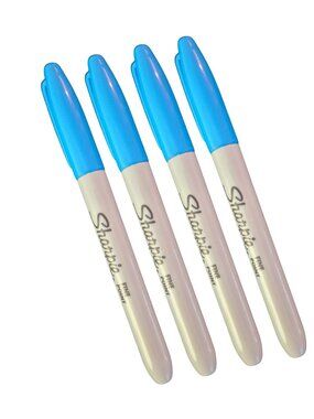 Brilliant Blue Sharpie Markers - Fine Point Permanent Markers - Pack of 4